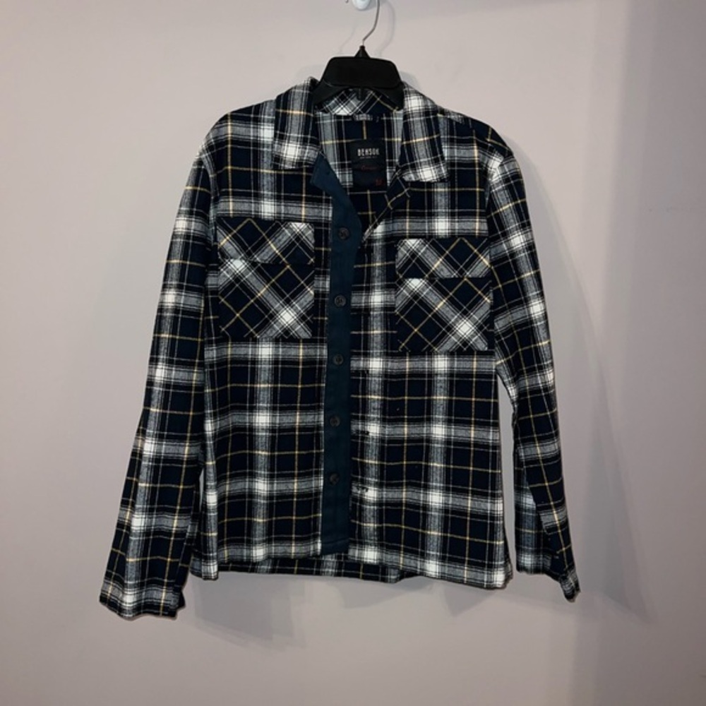 NWOT Blue, yellow and white Plaid Jacket Benson Outwear Medium